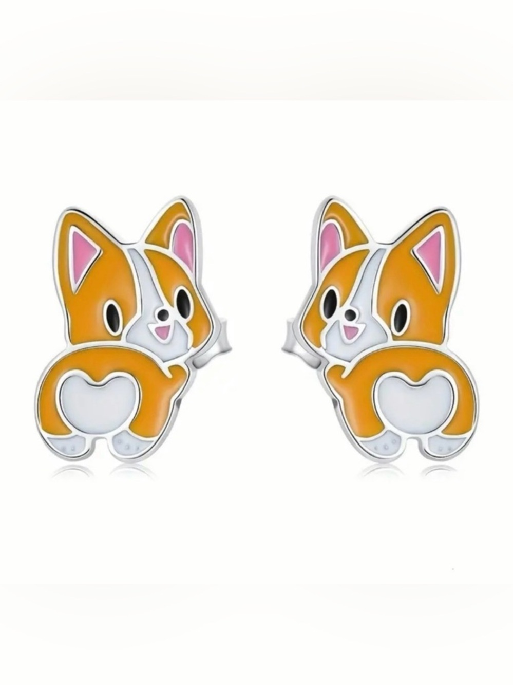 Corgi Heart Booty Earrings • Kawaii Dog Studs • NWOT